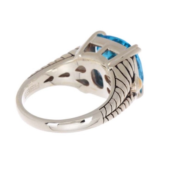 Stunning Effy blue topaz, silver and 18kt gold ring - Picture 4 of 9